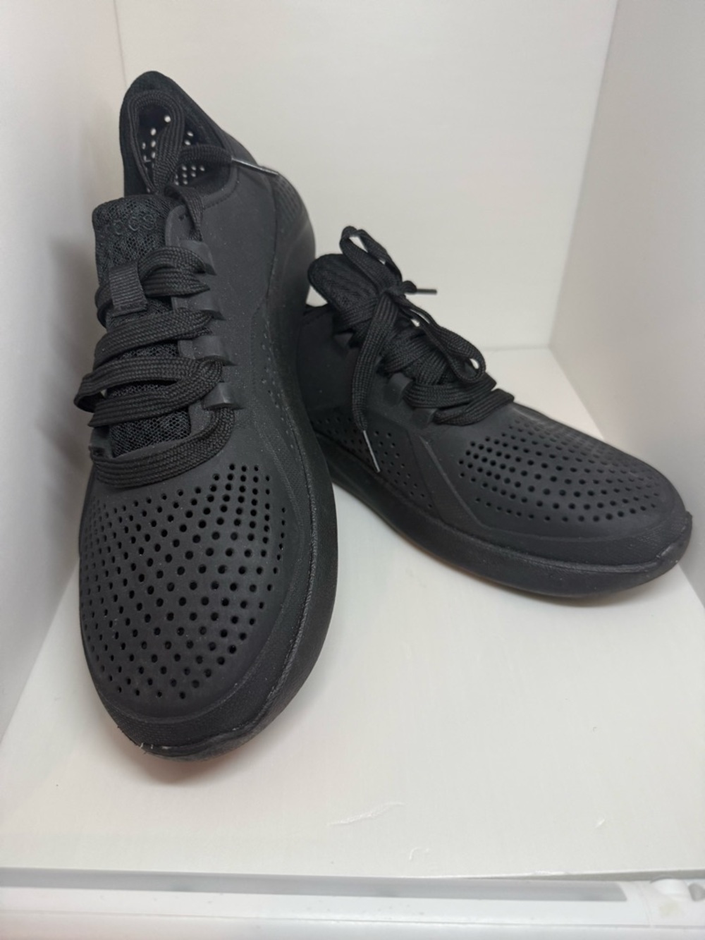 CROCS Men’s Black Perforated Lace-Up Sneakers